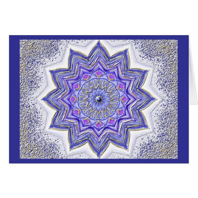 Mandala-Grußkarte 09 I-M Blau (Vorderseite (Horizontal))