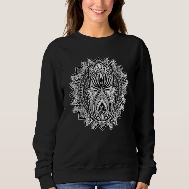 Mandala Hamsa Hand Hindu Meditation Yoga Spiritual Sweatshirt (Vorderseite)