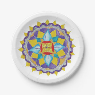 Mandala Hand bemalt Aquarellpapier Teller 7 in