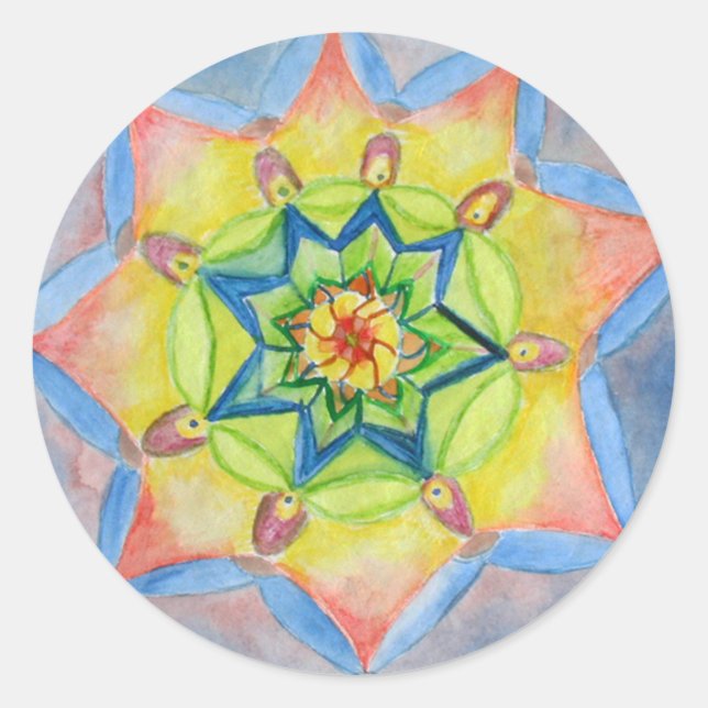 Mandala Hand bemalt Sticker (Vorderseite)