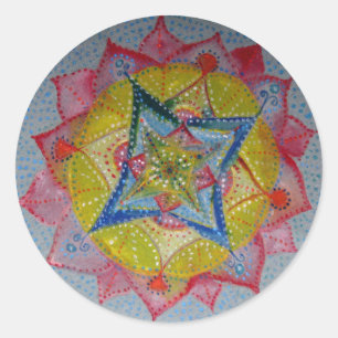 Mandala Handgemalt Klassischer Rundsticker, glänze Runder Aufkleber