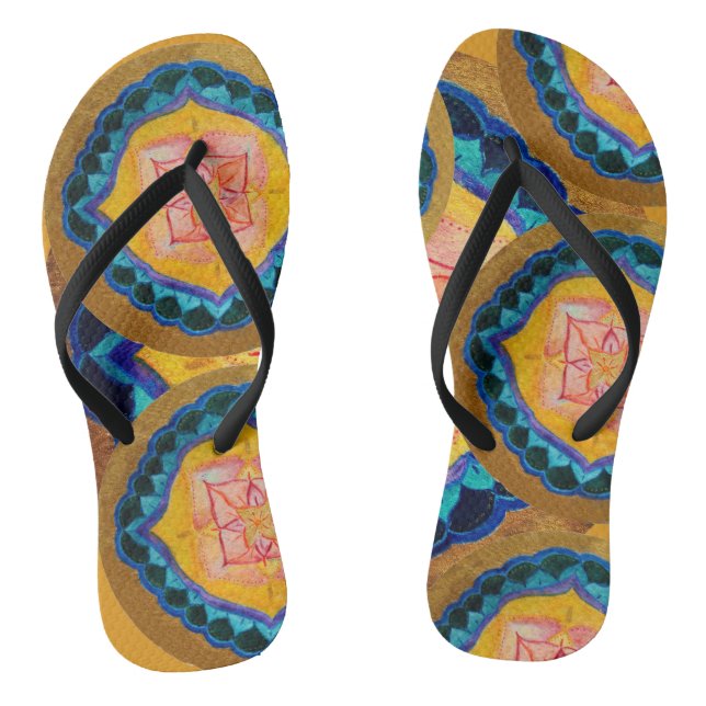 Mandala handgemalt Mandala Pair von Flip Flops (Fußbett)