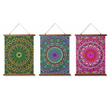 Mandala Harmony Wall Tapestry Wood-Topped