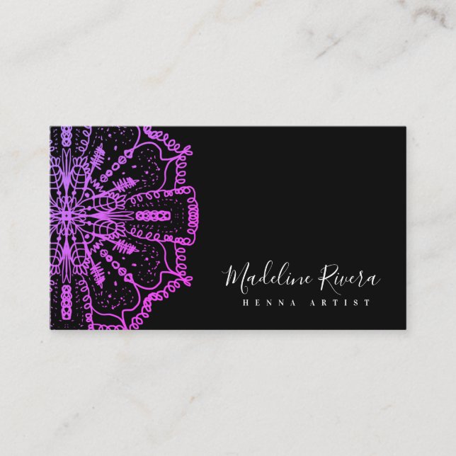 Mandala Henna Artist Yoga Macrame Business Card Visitenkarte (Vorderseite)