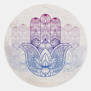 Mandala Henna   Lotus Hand Classic Round Sticker