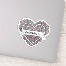 Mandala Herz Muttertag Aufkleber Mama Floral Boho