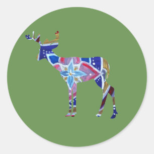Mandala-Hirsch-Klassischer Rundsticker, Glossy Runder Aufkleber
