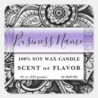 Mandala Homemade Food Bakery Kitchen Candle Quadratischer Aufkleber