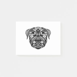 Mandala-Hund Mops-Kopf-Design Post-it Klebezettel