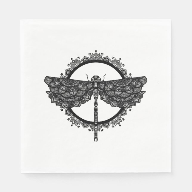 Mandala im buddhistischen Stil Nepals mit Libellen Serviette (Vorderseite)