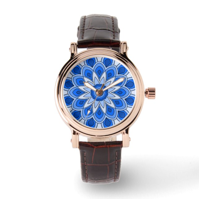 Mandala in blau armbanduhr (Vorderseite)