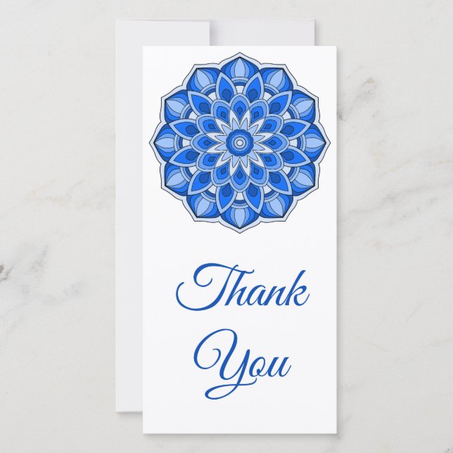 Mandala in blau dankeskarte (Vorderseite)