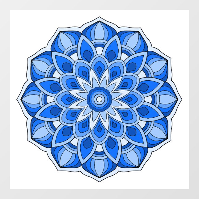 Mandala in blau fensteraufkleber (Blatt)
