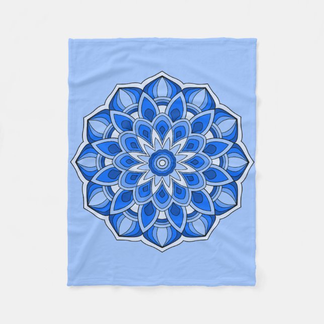 Mandala in blau Fleece Blanket (Vorderseite)