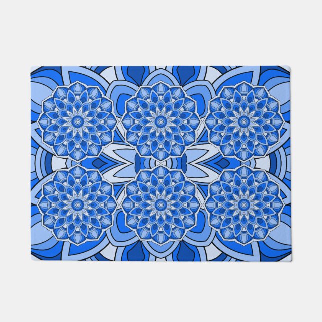 Mandala in blau fußmatte (Vorderseite)