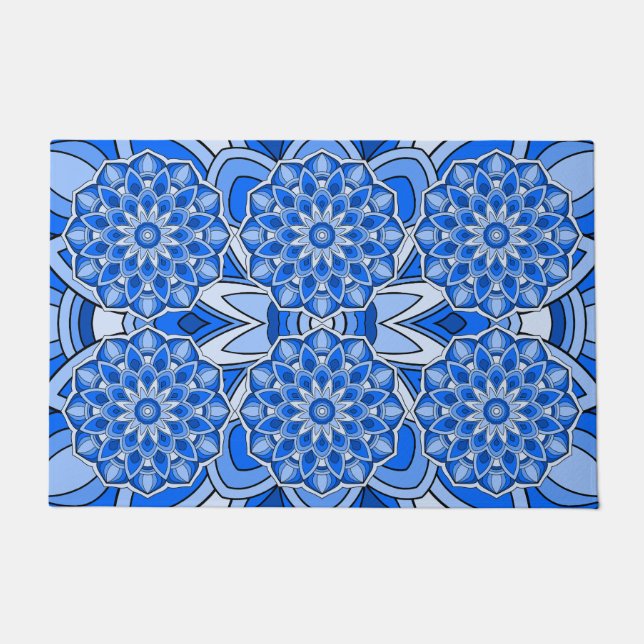 Mandala in blau fußmatte (Vorderseite)