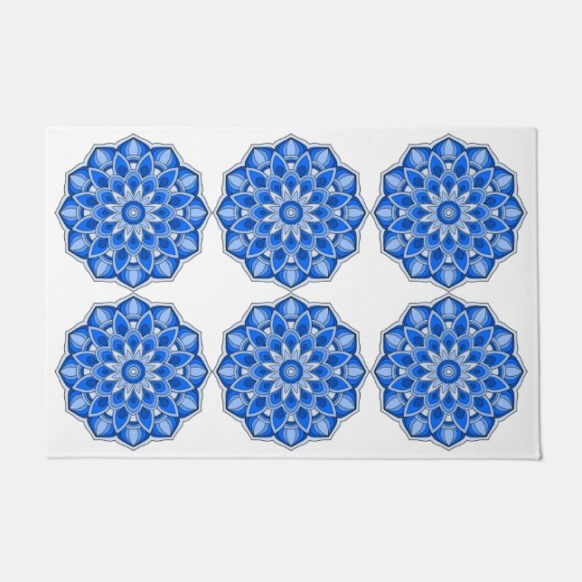 Mandala in blau fußmatte (Vorderseite)