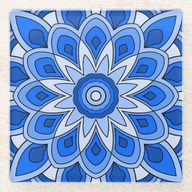 Mandala in blau glasuntersetzer (Vorderseite)