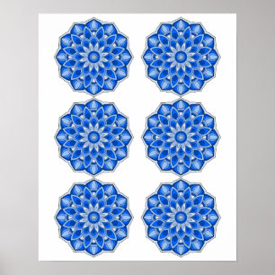 Mandala in blau poster
