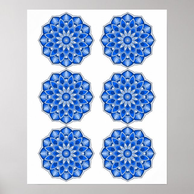 Mandala in blau poster (Vorne)