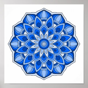 Mandala in blau poster