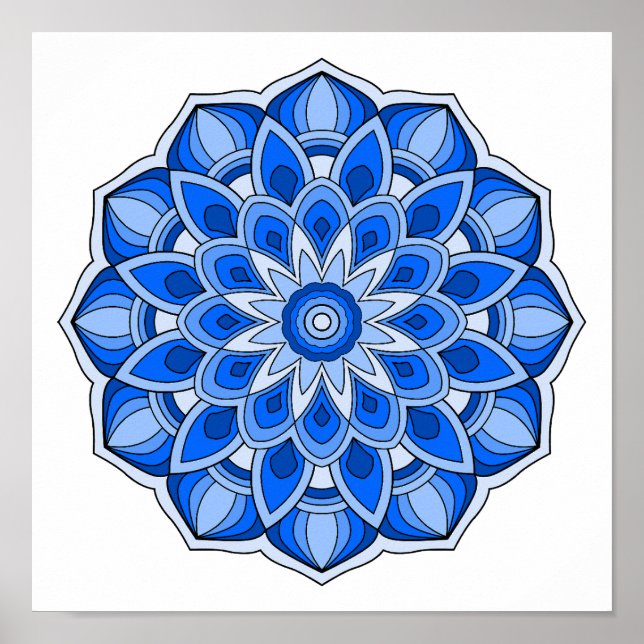 Mandala in blau poster (Vorne)