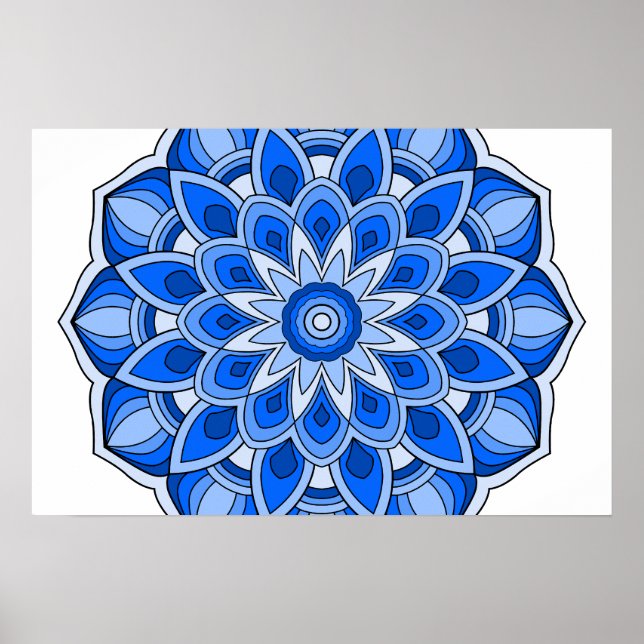 Mandala in blau poster (Vorne)
