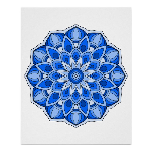 Mandala in blau poster (Vorderseite)