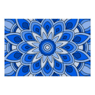 Mandala in blau poster
