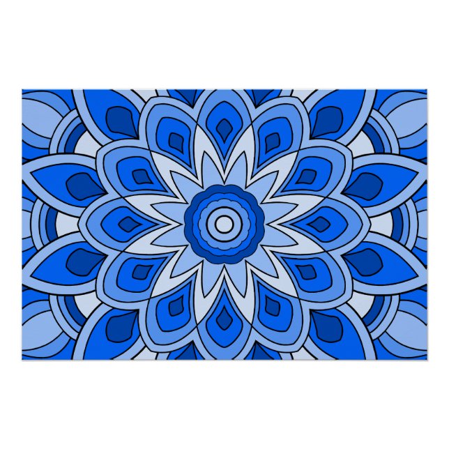 Mandala in blau poster (Vorderseite)