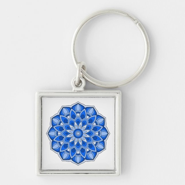 Mandala in blau schlüsselanhänger (Vorne)