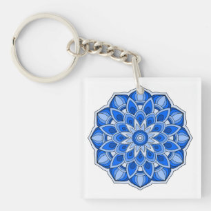 Mandala in blau schlüsselanhänger