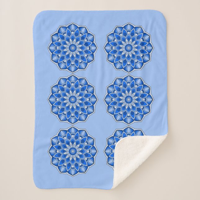 Mandala in blau sherpadecke (Vorderseite)