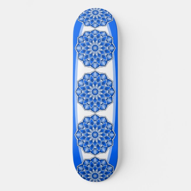 Mandala in blau skateboard (Vorderseite)