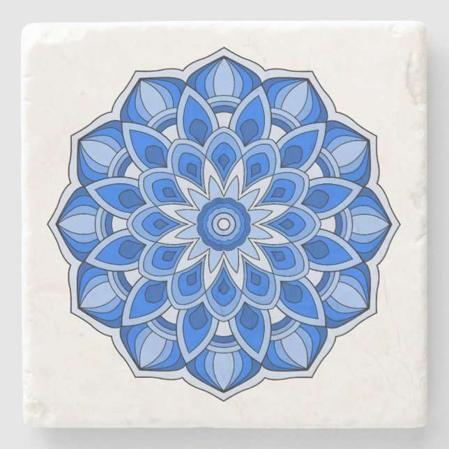 Mandala in blau steinuntersetzer (Vorderseite)