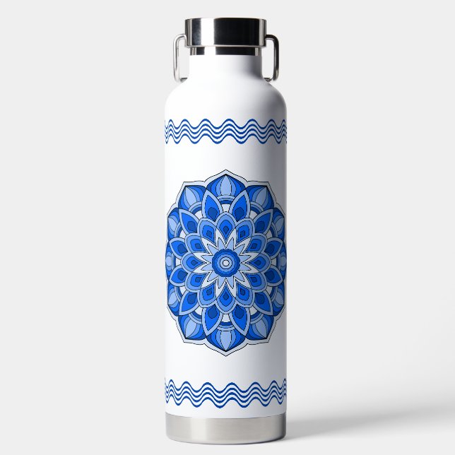 Mandala in blau trinkflasche (Vorderseite)