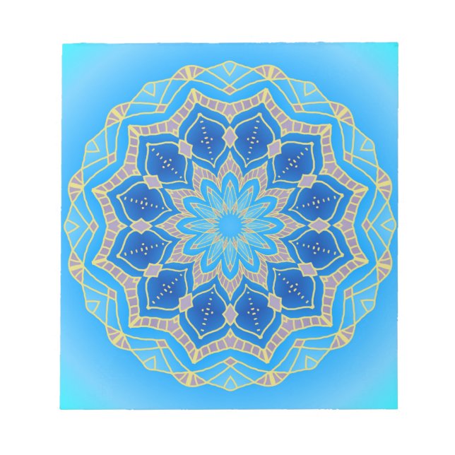Mandala in blau und türkis notizblock (Vorderseite)