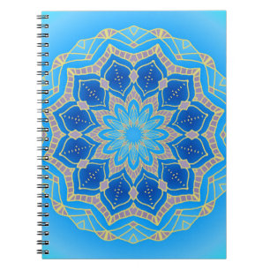 Mandala in blau und türkis notizblock