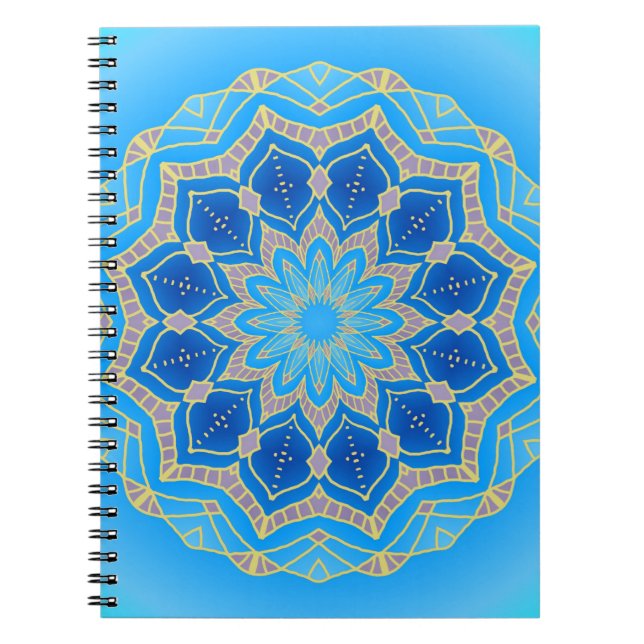 Mandala in blau und türkis notizblock (Vorderseite)