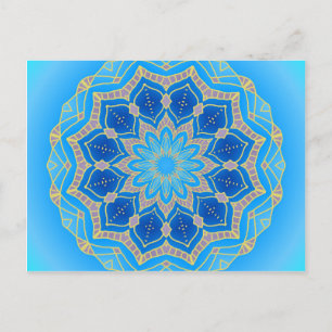 Mandala in blau und türkis postkarte