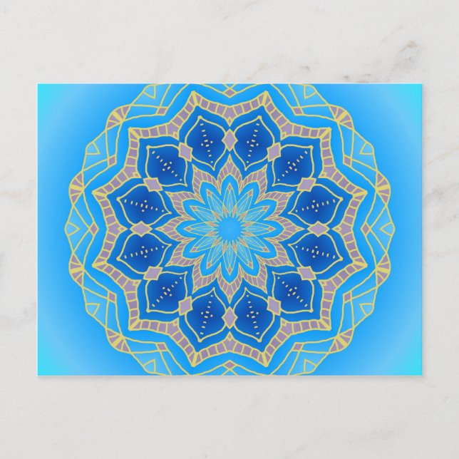 Mandala in blau und türkis postkarte (Vorderseite)