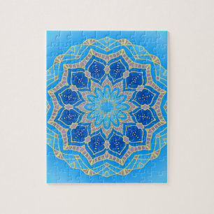 Mandala in blau und türkis puzzle