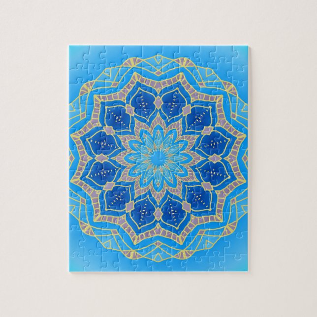 Mandala in blau und türkis puzzle (Vertikal)