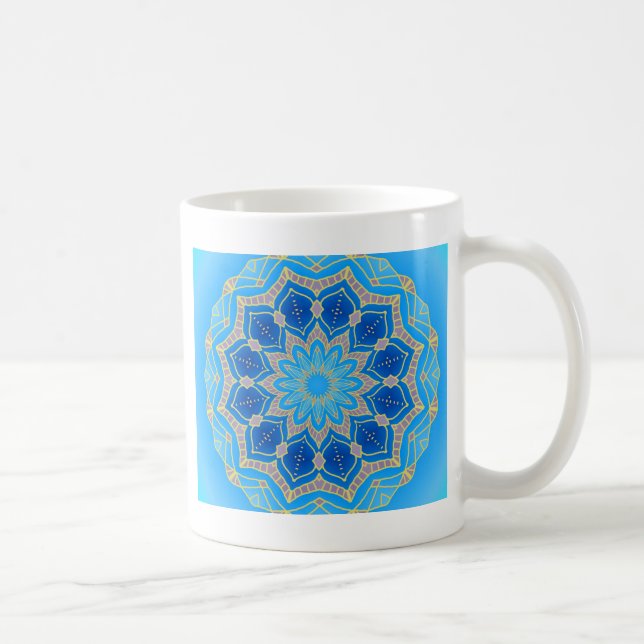 Mandala in blau und türkis tasse (Rechts)