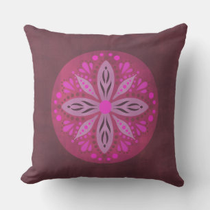 Mandala in rosa Farbtönen   Premium Throw Kissen