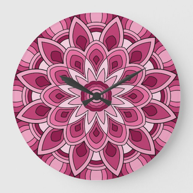 Mandala in rosa große wanduhr (Vorderseite)