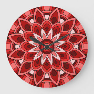 Mandala in rot große wanduhr
