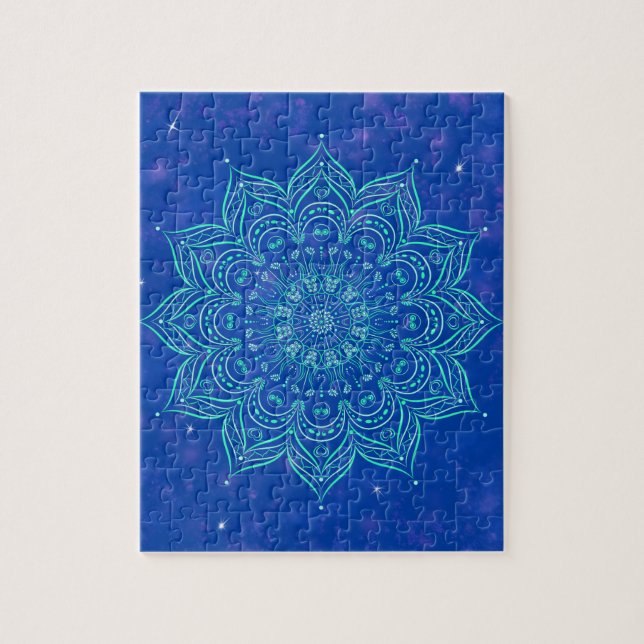 Mandala in Sky Nebula and Stars Galaxy Blue Puzzle (Vertikal)