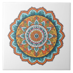 Mandala in verschiedenen Farben Fliese