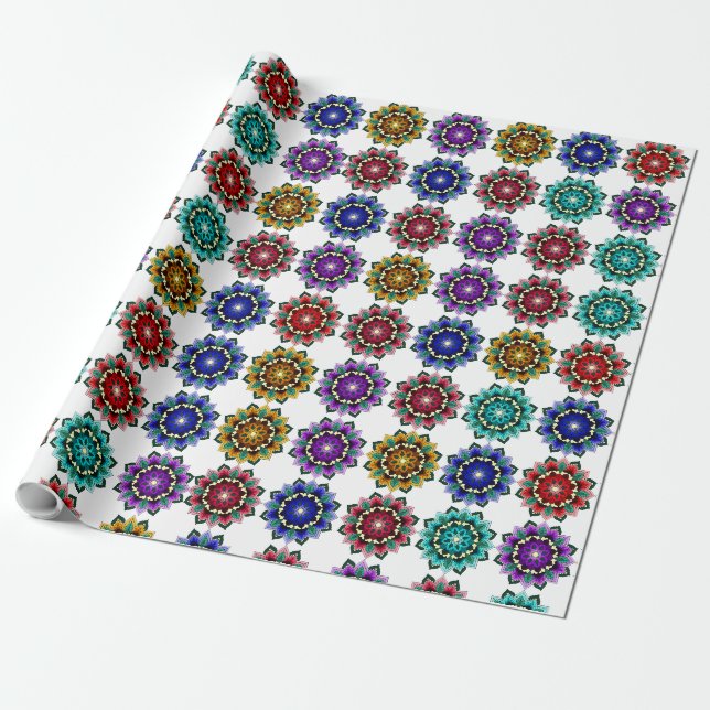 Mandala in verschiedenen Farben Geschenkpapier (Ungerollt)